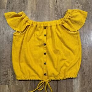 Madewell Short sleeve off the shoulder top Yellow Medium